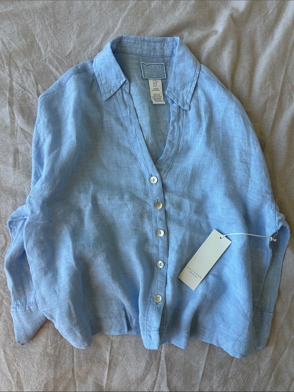 Calypso St. Barth Light Blue Linen Button-Down Shirt